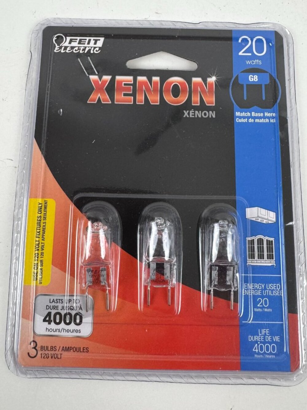 Feit Electric 20 Watt Xenon G8 Bulbs 3 Bulbs New MC-263